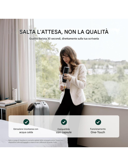 Macchina Caffè Espresso Portatile OutIn Nano – Mini Macchina da Caffè a Batteria 20 Bar per Capsule e Macinato