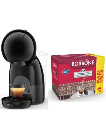 KRUPS PICCOLO Nera XS M.D.C. KP1A01P16 NESCAFÈ DOLCE GUSTO + 120pz Capsule Borbone