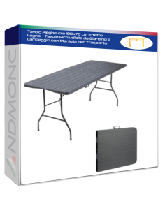 Tavolo Pieghevole 180x70 cm Effetto Legno – Tavolo...