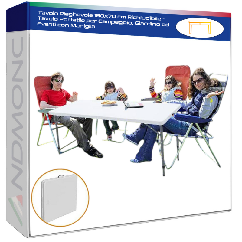 Tavolo Pieghevole 180x70 cm Richiudibile –...