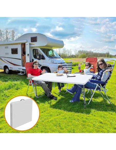 Tavolo Pieghevole 180x70 cm Richiudibile – Tavolo Portatile per Campeggio, Giardino ed Eventi con Maniglia
