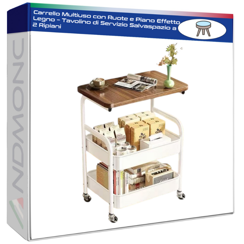 Carrello Multiuso con Ruote e Piano Effetto...