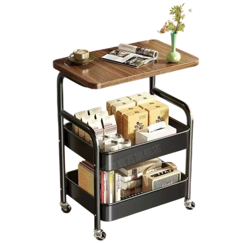 Carrello Multiuso con Ruote Nero e Piano...