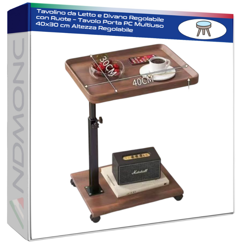 Tavolino da Letto e Divano Regolabile con Ruote...