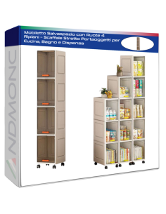 Mobiletto Salvaspazio con Ruote 4 Ripiani – Scaffale...