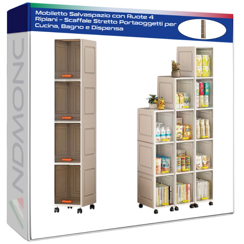 Mobiletto Salvaspazio con Ruote 4 Ripiani –...