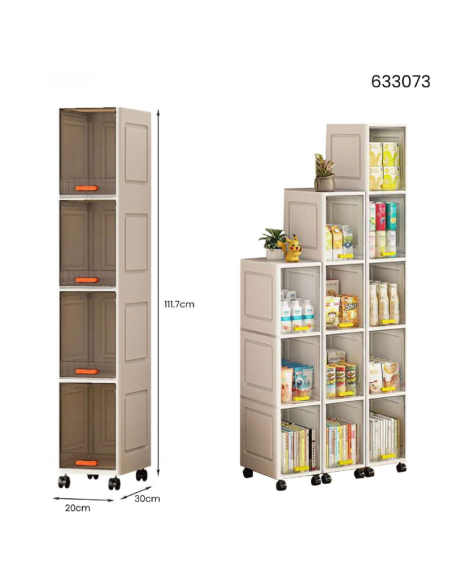 Mobiletto Salvaspazio con Ruote 4 Ripiani – Scaffale Stretto Portaoggetti per Cucina, Bagno e Dispensa