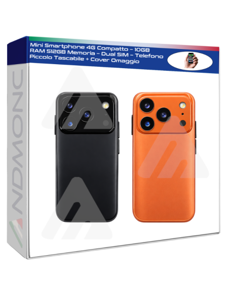 Mini Smartphone 4G Compatto – 10GB RAM 512GB Memoria – Dual SIM – Telefono Piccolo Tascabile + Cover Omaggio