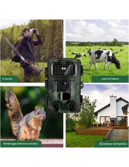 2x Fotocamera Caccia 36MP 1080P HD LCD 2.0" Impermeabile fototrappola Infrarossi