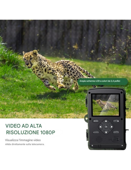 4x Fotocamera Caccia 36MP 1080P HD LCD 2.0" Impermeabile fototrappola Infrarossi