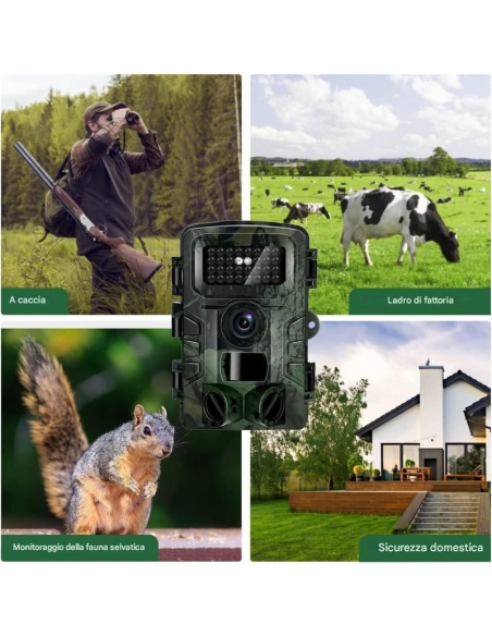 4x Fotocamera Caccia 36MP 1080P HD LCD 2.0" Impermeabile fototrappola Infrarossi