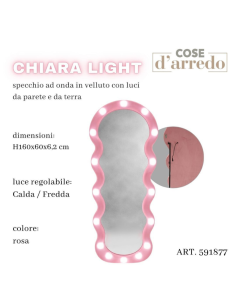 Specchio da Terra e Parete Ondulato in Velluto Rosa con... 2