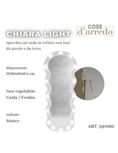 Specchio da Terra e Parete Ondulato in Velluto Bianco con... 2