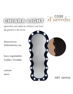 Specchio da Terra e Parete Ondulato in Velluto Nero con... 2