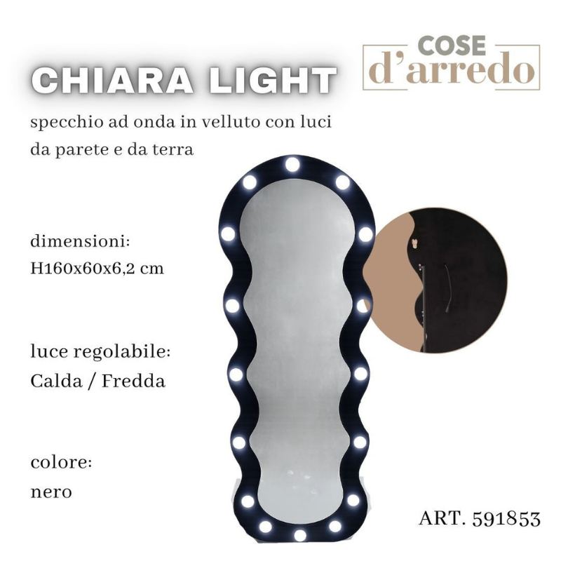 Specchio da Terra e Parete Ondulato in Velluto...