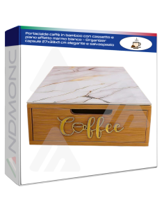 Portacialde caffè in bamboo con cassetto e piano effetto...