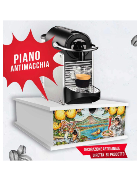 Portacialde Antimacchia con Decorazione Vesuvio e Limoni – Supporto Salvaspazio per Macchina Caffè