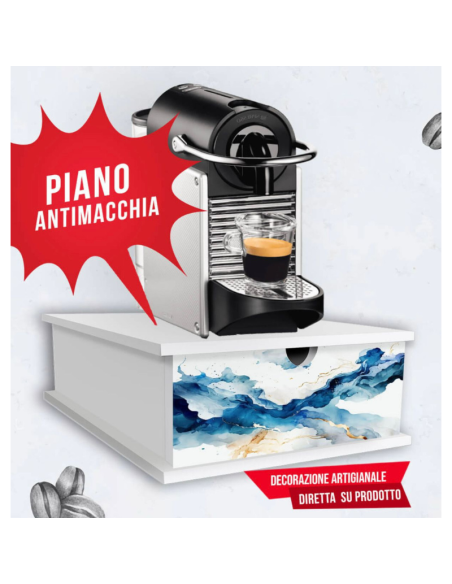 Portacialde Antimacchia Effetto Marmo Blu – Supporto Salvaspazio per Macchina Caffè