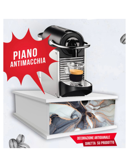Portacialde Antimacchia Effetto Marmo Nero e Oro – Supporto Elegante per Macchina Caffè