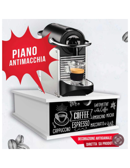 Portacialde Antimacchia Tema Coffee Bar – Supporto Salvaspazio per Macchina Caffè