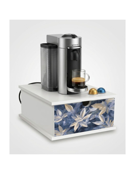 Portacialde Antimacchia Floreale Blu Elegante – Supporto Salvaspazio per Macchina Caffè