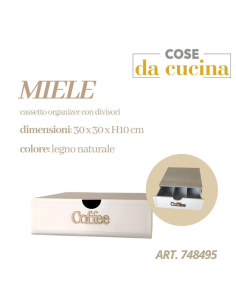 Cassetto Organizer Portacialde in Legno Naturale con... 2