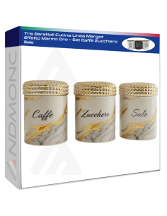 Tris Barattoli Cucina Linea Margot Effetto Marmo Oro –...