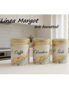 Tris Barattoli Cucina Linea Margot Effetto Marmo Oro –... 2