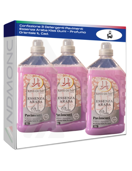 Confezione 3 Detergenti Pavimenti Essenza Araba Kiss Oumi – Profumo Orientale 1L Cad.