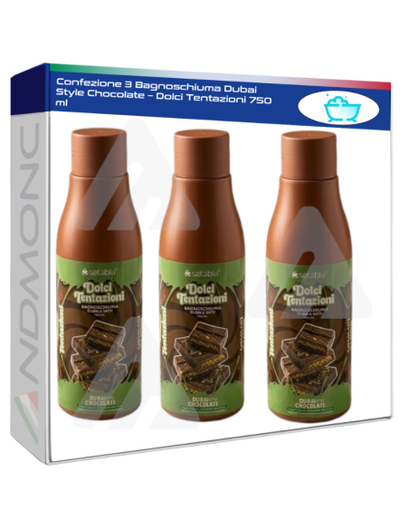 Confezione 3 Bagnoschiuma Dubai Style Chocolate – Dolci Tentazioni 750 ml