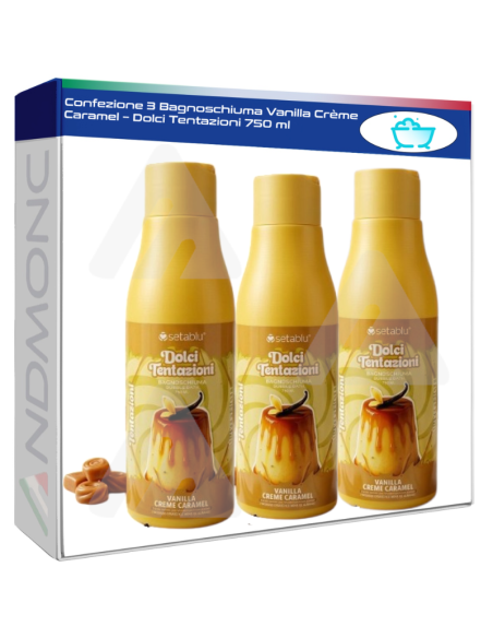 Confezione 3 Bagnoschiuma Vanilla Crème Caramel – Dolci Tentazioni 750 ml