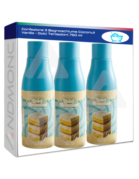 Confezione 3 Bagnoschiuma Coconut Vanilla – Dolci Tentazioni 750 ml