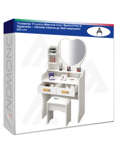Toeletta Trucco Bianca con Specchio e Sgabello – Mobile...