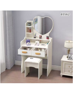 Toeletta Trucco Bianca con Specchio e Sgabello – Mobile... 2
