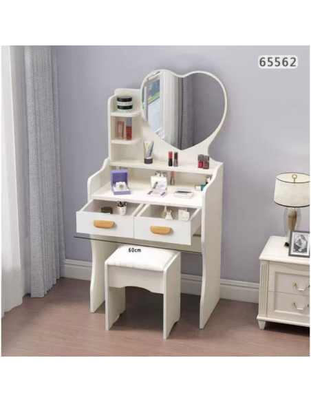Toeletta Trucco Bianca con Specchio e Sgabello – Mobile Makeup Salvaspazio 60 cm