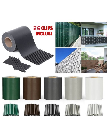 Frangivista PVC per Balcone e Cancello 19 cm x 35 m – Privacy Schermante con Clips Incluse