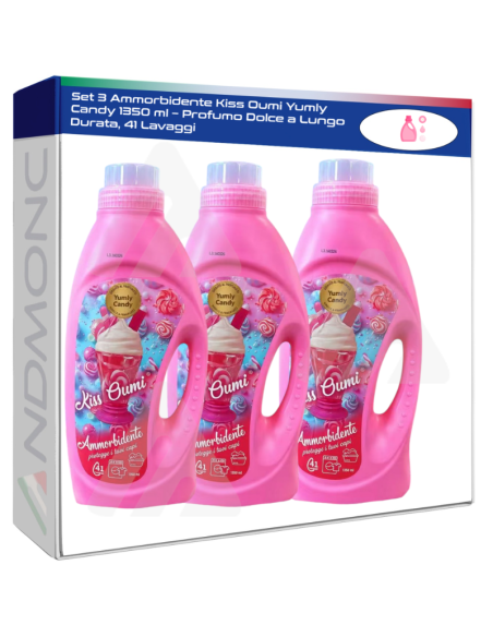 Set 3 Ammorbidente Kiss Oumi Yumly Candy 1350 ml – Profumo Dolce a Lungo Durata, 41 Lavaggi