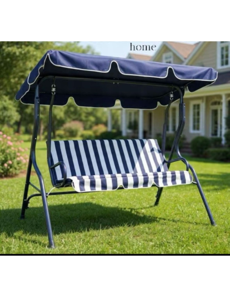 Dondolo Altalena da Giardino 3 Posti con Parasole Regolabile – Struttura in Acciaio, Cuscini 6 cm – Disponibile in Vari Colori