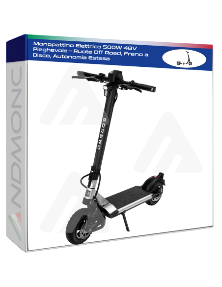 Monopattino Elettrico 500W 48V Pieghevole – Ruote Off Road, Freno a Disco, Autonomia Estesa