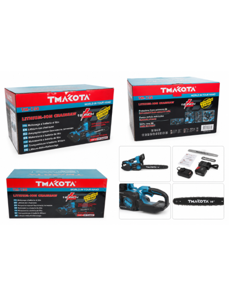 Motosega a Batteria TMAKOTA TM-138 16" Li-Ion Professionale con Pompa Olio Automatica