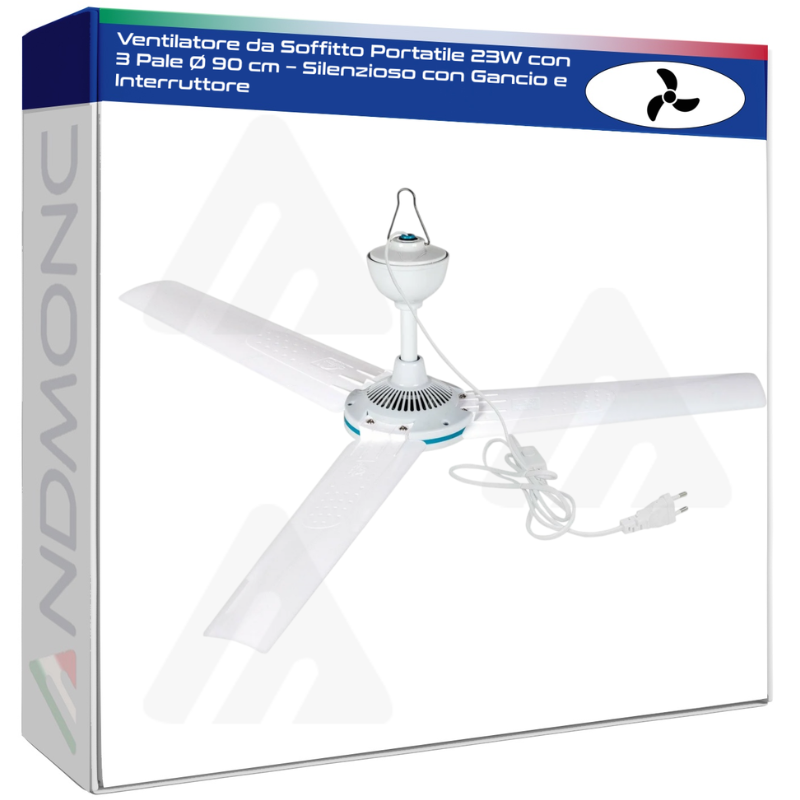 Ventilatore da Soffitto Portatile 23W con 3...