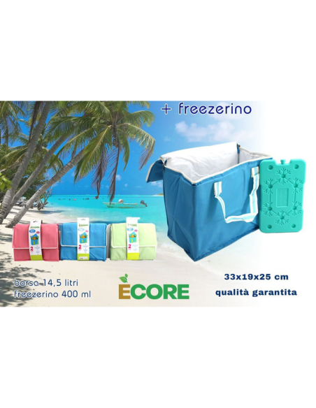 Borsa Termica Frigo Portatile 14,5 Litri con Freezerino 400 ml – Borsa Refrigerante per Mare, Spiaggia e Picnic