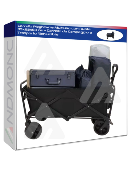 Carrello Pieghevole Multiuso con Ruote 99x83x50 cm – Carrello da Campeggio e Trasporto Richiudibile