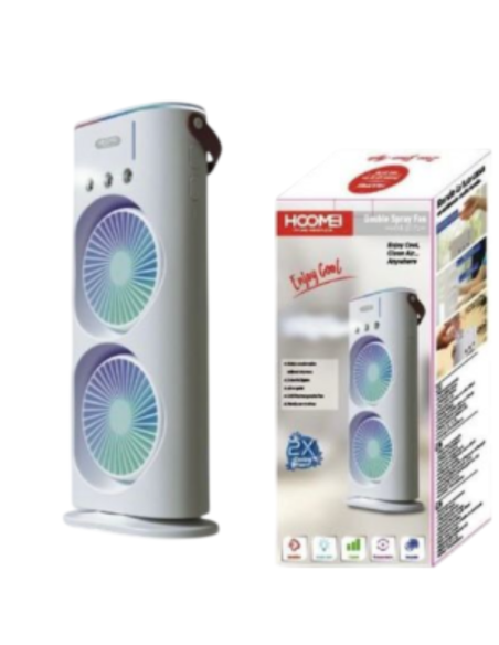 Ventilatore Nebulizzatore Portatile HOOMEI HM-8175D con Umidificatore, LED RGB e Batteria Ricaricabile USB