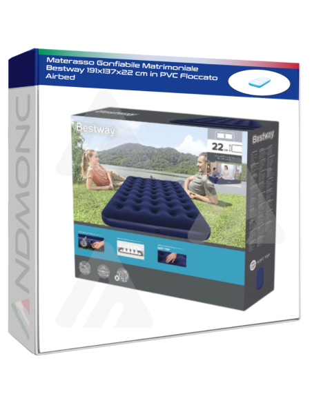 Materasso Gonfiabile Matrimoniale Bestway 191x137x22 cm in PVC Floccato Airbed