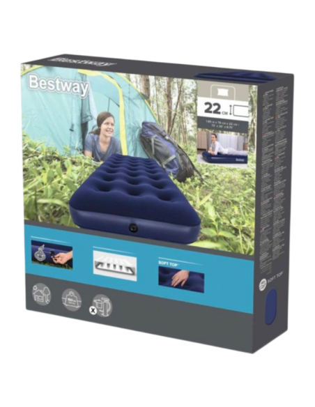 Materasso Gonfiabile Singolo Bestway 185x76x22 cm in PVC Floccato – Airbed 1 Posto