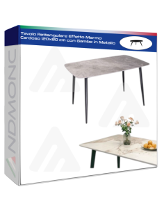 Tavolo Rettangolare Effetto Marmo Cardoso 120x80 cm con...