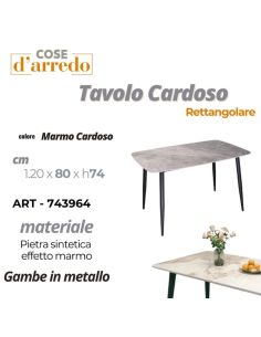 Tavolo Rettangolare Effetto Marmo Cardoso 120x80 cm con... 2