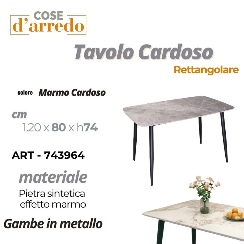 Tavolo Rettangolare Effetto Marmo Cardoso...