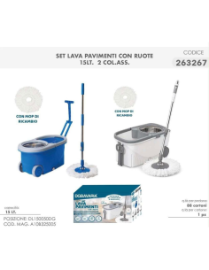 Set Lavapavimenti con Ruote 15 Litri e Secchio Centrifuga... 2